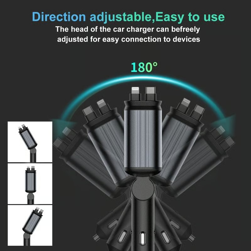 4 in 1 Retractable Car Charger With Stary Lights - 5